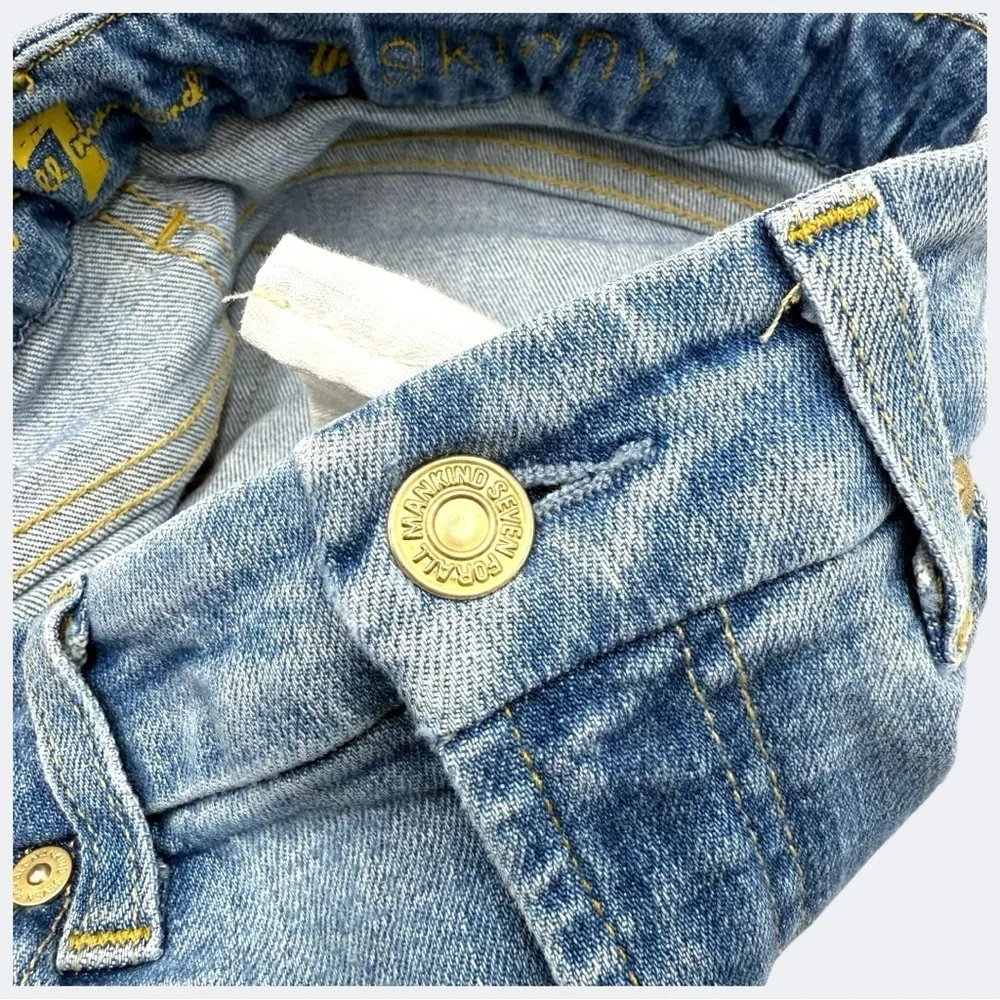 7 For All Mankind Light Blue Distressed Skinny Jeans size 27